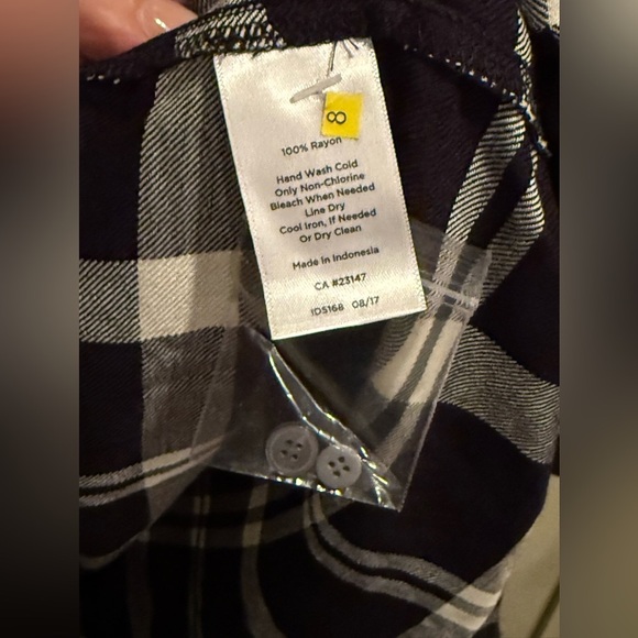 NWT Talbots Black & White Plaid Flannel VNeck Pullover w Balloon Sleeve SZ L - Picture 16 of 16